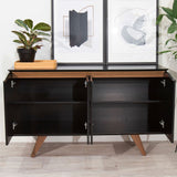 Manhattan Comfort Tudor Mid-Century Modern Sideboard Black and Maple Cream 1027752