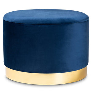 Baxton Studio Baxton Studio Navy Blue Velvet Storage Ottoman with Gold Base - Plush, Stylish & Practical Seating Solution JY19A221-Navy/Gold-Otto