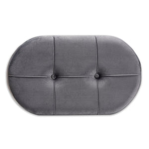 Baxton Studio Baxton Studio Grey Velvet Ottoman - Mid-Century Modern Accent with Button Tufting & Natural Wood Legs JY19A222-Grey/Natural-Otto