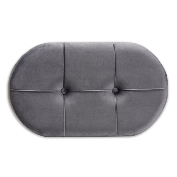Baxton Studio Baxton Studio Grey Velvet Ottoman - Mid-Century Modern Accent with Button Tufting & Natural Wood Legs JY19A222-Grey/Natural-Otto
