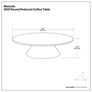 English Elm Michelle Round Cast Aluminum Coffee Table Vintage Brass Pedestal Base Living Room B136P429080