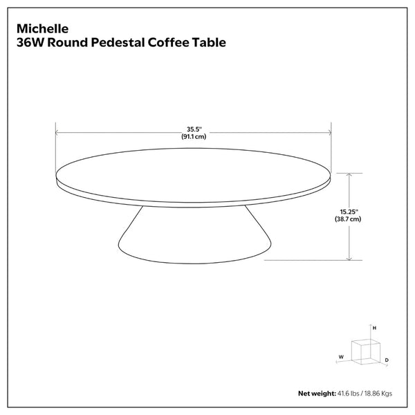 English Elm Michelle Round Cast Aluminum Coffee Table Vintage Brass Pedestal Base Living Room B136P429080