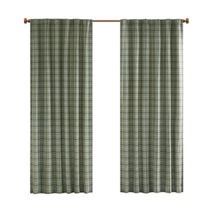English Elm Plaid Faux Leather Tab Top Curtain Panel with Fleece Lining, Charcoal Plaid Insulated 50x84" Panel B035P148389