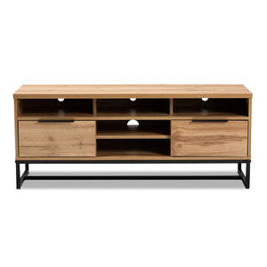 Baxton Studio Baxton Studio Reid Modern Industrial 2-Drawer TV Stand with Oak Finish & Black Metal Design Details TV8007-Oak/Black-TV