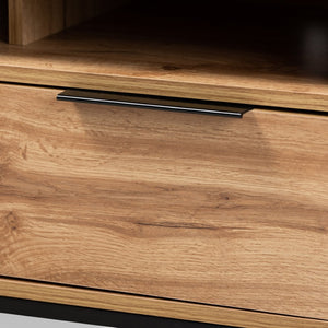 Baxton Studio Baxton Studio Reid Modern Industrial 2-Drawer TV Stand with Oak Finish & Black Metal Design Details TV8007-Oak/Black-TV