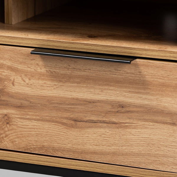 Baxton Studio Baxton Studio Reid Modern Industrial 2-Drawer TV Stand with Oak Finish & Black Metal Design Details TV8007-Oak/Black-TV