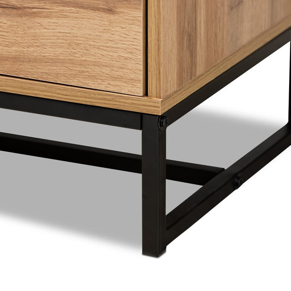 Baxton Studio Baxton Studio Reid Modern Industrial 2-Drawer TV Stand with Oak Finish & Black Metal Design Details TV8007-Oak/Black-TV