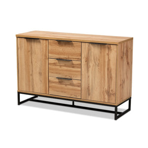 Baxton Studio Baxton Studio Reid Contemporary Industrial Sideboard Buffet - Oak Finish & Black Metal Storage Solution MPC8007-Oak/Black-Sideboard