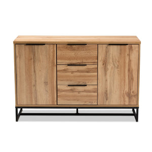 Baxton Studio Baxton Studio Reid Contemporary Industrial Sideboard Buffet - Oak Finish & Black Metal Storage Solution MPC8007-Oak/Black-Sideboard