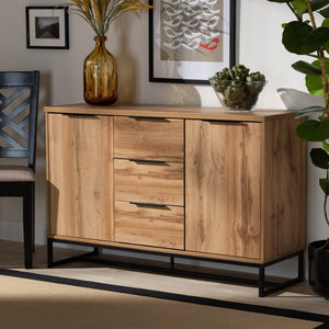 Baxton Studio Baxton Studio Reid Contemporary Industrial Sideboard Buffet - Oak Finish & Black Metal Storage Solution MPC8007-Oak/Black-Sideboard