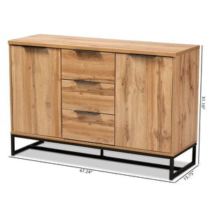 Baxton Studio Baxton Studio Reid Contemporary Industrial Sideboard Buffet - Oak Finish & Black Metal Storage Solution MPC8007-Oak/Black-Sideboard