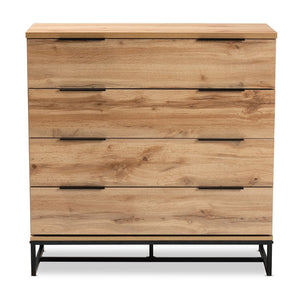 Baxton Studio Baxton Studio Reid 4-Drawer Dresser - Modern Industrial Oak & Black Metal for Stylish Storage Solutions CH8000-Oak/Black-4DW-Dresser