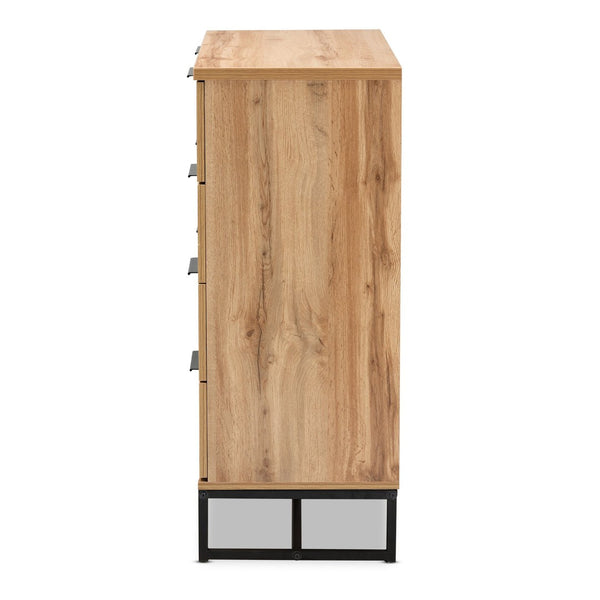 Baxton Studio Baxton Studio Reid 4-Drawer Dresser - Modern Industrial Oak & Black Metal for Stylish Storage Solutions CH8000-Oak/Black-4DW-Dresser