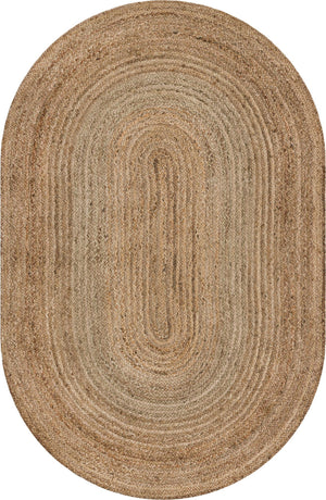 Unique Loom Braided Jute Dhaka Hand Braided Solid Rug Natural, Natural 5' 1" x 8' 0"