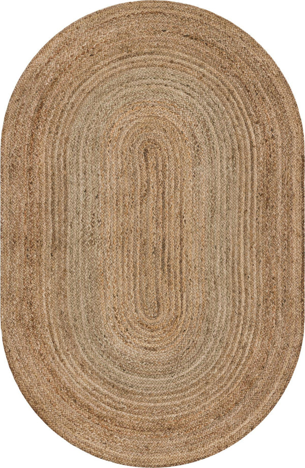 Unique Loom Braided Jute Dhaka Hand Braided Solid Rug Natural, Natural 5' 1" x 8' 0"