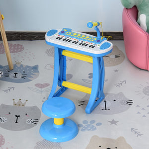 English Elm Qaba Kids 31 Key Electronic Piano with Microphone Stool Flashing Lights and Songs W2225P229229