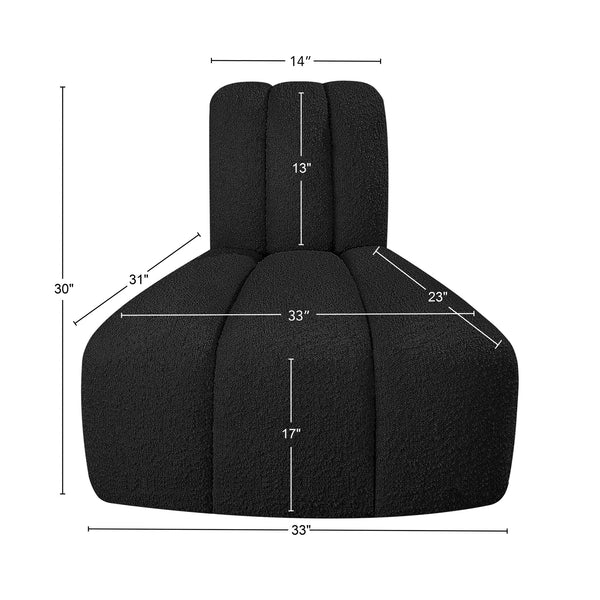 Arc Black Boucle Fabric Reverse Corner 102Black-RC Meridian Furniture