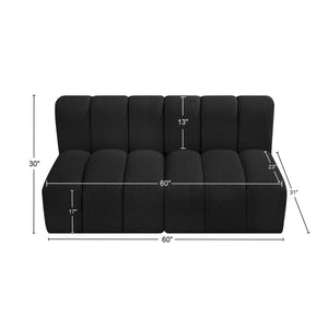Arc Black Boucle Fabric Modular Sofa 102Black-S2A Meridian Furniture