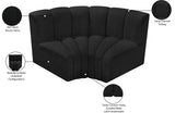 Arc Black Boucle Fabric Modular Sofa 102Black-S2B Meridian Furniture