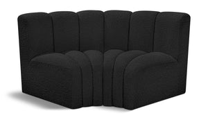 Arc Black Boucle Fabric Modular Sofa 102Black-S2B Meridian Furniture