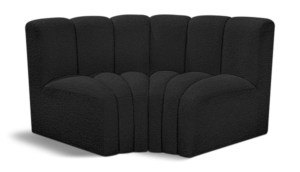 Arc Black Boucle Fabric Modular Sofa 102Black-S2B Meridian Furniture