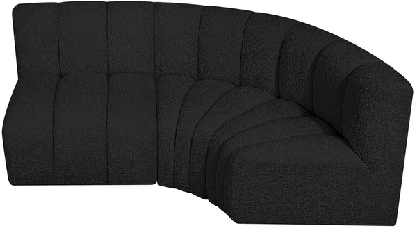 Arc Black Boucle Fabric Modular Sofa 102Black-S3A Meridian Furniture