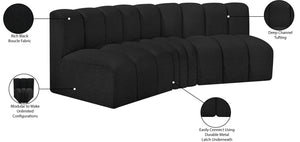 Arc Black Boucle Fabric Modular Sofa 102Black-S3B Meridian Furniture
