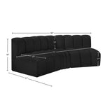 Arc Black Boucle Fabric Modular Sofa 102Black-S3B Meridian Furniture