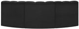 Arc Black Boucle Fabric Modular Sofa 102Black-S3B Meridian Furniture