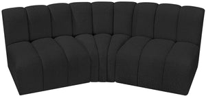 Arc Black Boucle Fabric Modular Sofa 102Black-S3B Meridian Furniture