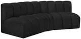 Arc Black Boucle Fabric Modular Sofa 102Black-S3B Meridian Furniture