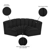 Arc Black Boucle Fabric Modular Sofa 102Black-S3C Meridian Furniture