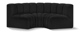 Arc Black Boucle Fabric Modular Sofa 102Black-S3C Meridian Furniture