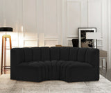 Arc Black Boucle Fabric Modular Sofa 102Black-S3C Meridian Furniture