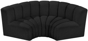Arc Black Boucle Fabric Modular Sofa 102Black-S3C Meridian Furniture
