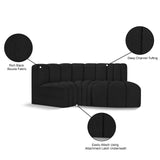 Arc Black Boucle Fabric Modular Sofa 102Black-S3D Meridian Furniture