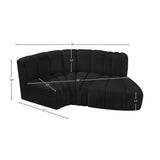 Arc Black Boucle Fabric Modular Sofa 102Black-S3D Meridian Furniture