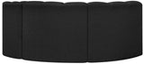 Arc Black Boucle Fabric Modular Sofa 102Black-S3D Meridian Furniture