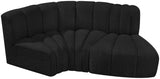 Arc Black Boucle Fabric Modular Sofa 102Black-S3D Meridian Furniture