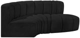 Arc Black Boucle Fabric Modular Sofa 102Black-S3D Meridian Furniture