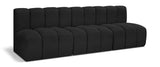 Arc Black Boucle Fabric Modular Sofa 102Black-S3F Meridian Furniture