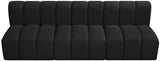 Arc Black Boucle Fabric Modular Sofa 102Black-S3F Meridian Furniture