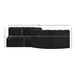 Arc Black Boucle Fabric Modular Sofa 102Black-S4A Meridian Furniture