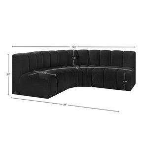 Arc Black Boucle Fabric Modular Sofa 102Black-S4B Meridian Furniture