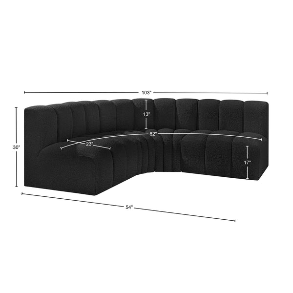 Arc Black Boucle Fabric Modular Sofa 102Black-S4B Meridian Furniture