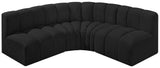 Arc Black Boucle Fabric Modular Sofa 102Black-S4B Meridian Furniture