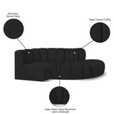 Arc Black Boucle Fabric Modular Sofa 102Black-S4D Meridian Furniture