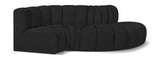 Arc Black Boucle Fabric Modular Sofa 102Black-S4D Meridian Furniture