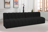 Arc Black Boucle Fabric Modular Sofa 102Black-S4E Meridian Furniture