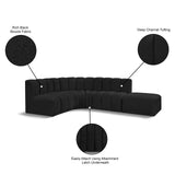 Arc Black Boucle Fabric Modular Sofa 102Black-S5C Meridian Furniture